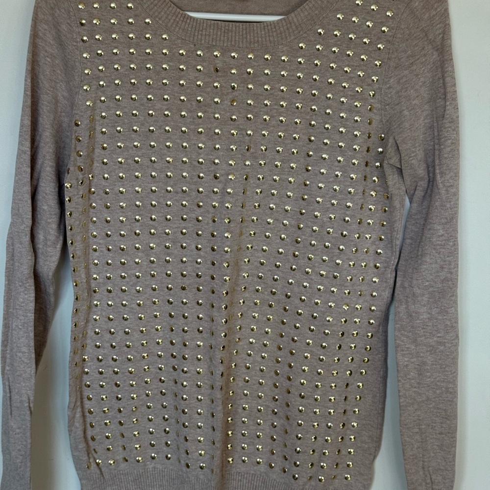 Express Taupe Sweater with Gold Accents